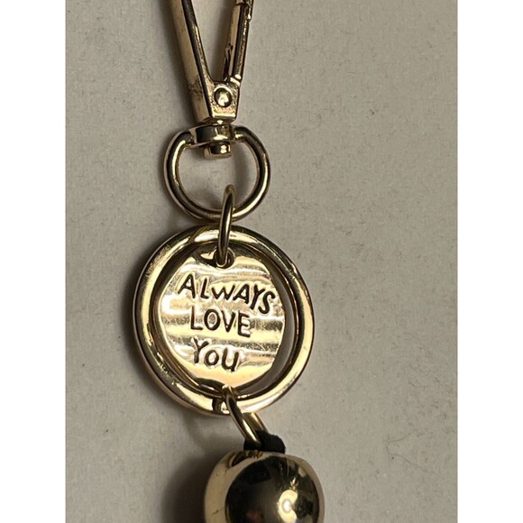 Keychain Black Tassel Always Love You Gold Tone Charm - Picture 2 of 8
